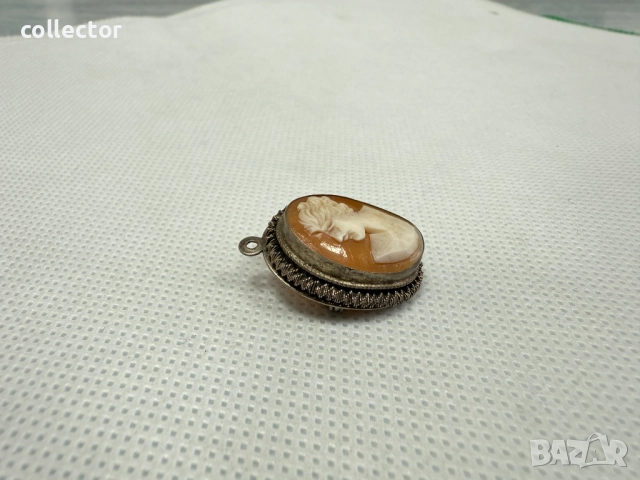 Стара сребърна камея / рапан / сребро. №7663, снимка 3 - Колиета, медальони, синджири - 52622173