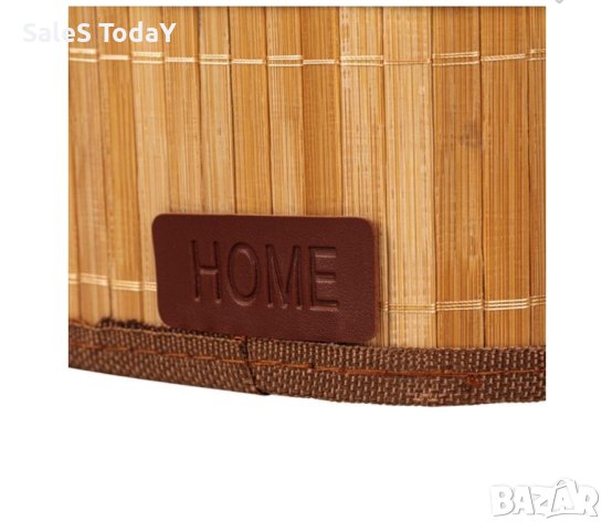 Бамбукова кошница за съхранение от бежов плат, 28x18x12 см, снимка 3 - Декорация за дома - 44461973