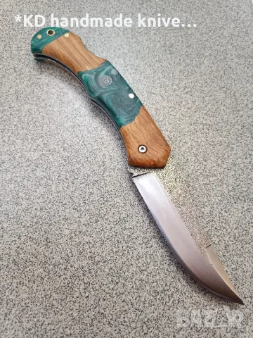 Сгъваем нож ръчно изработен от D2 стомана, снимка 2 - Ножове - 49960326