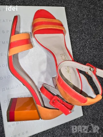 Красиви дамски сандали голям номер 40 оранжеви, снимка 3 - Сандали - 47902449