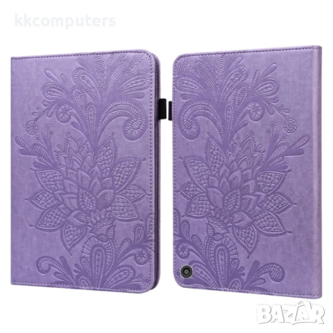 Amazon Kindle Fire HD 10 2021 / HD 10 Plus 2021 Flower Кожен Калъф и Протектор, снимка 2 - Калъфи, кейсове - 50977546