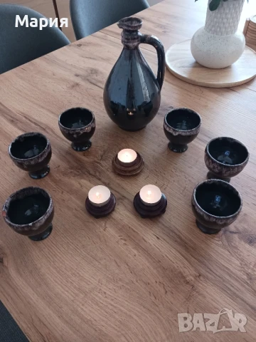 Сервиз за вино от седемдесетте плюс 3 свещника, снимка 3 - Сервизи - 50643985