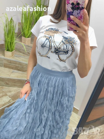 Вталена дамска тениска с колело, снимка 2 - Тениски - 54119940