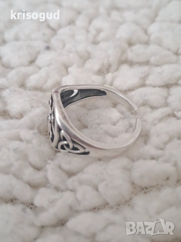 Сребърен пръстен S925 Компас с камъни и трикверта, универсален размер, снимка 4 - Пръстени - 53209858