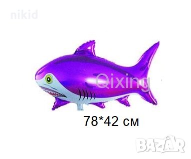 грамадна лилава Акула Акули Shark фолио фолиев балон хелий или въздух парти рожден ден
