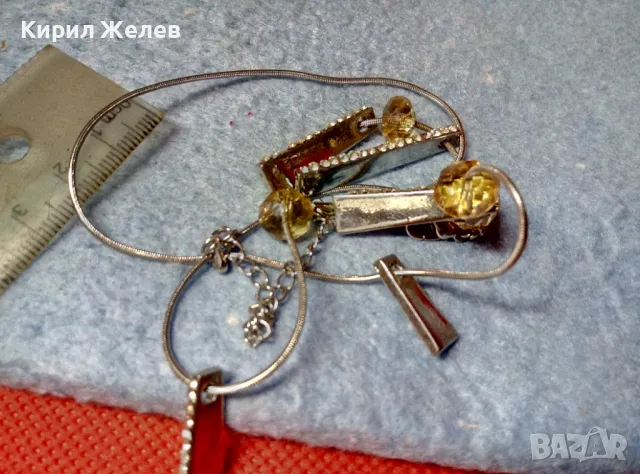 СТИЛНО ПОСРЕБРЕНО АРТ КОЛИЕ ОГЪРЛИЦА с ФАСЕТИРАНИ КРИСТАЛИ 18136, снимка 6 - Колиета, медальони, синджири - 47316694