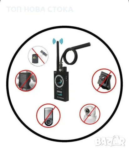 Детектор K18, професионален, антишпионски, за GPS локатори, скрити камери и микрофони, черен, снимка 2 - Камери - 56201765