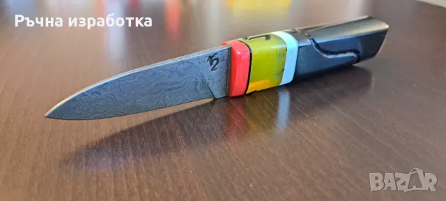 ръчно изработен нож от дамаска стомана и биволски рог Дамаск ножче