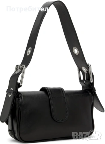 Оригинална дамска чанта BY FAR Eloise Black Nappa Leather Shoulder Bag, снимка 3 - Чанти - 54002356