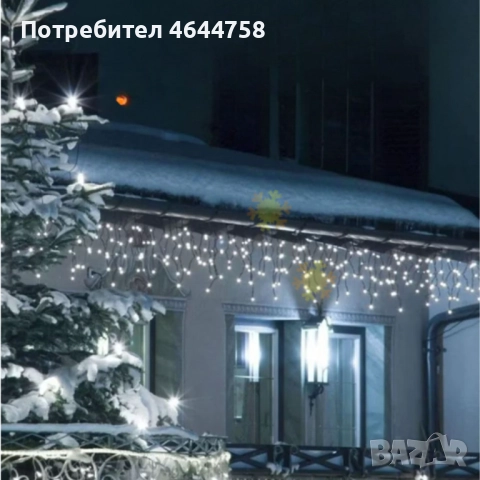 Коледна украса LED ресни 12 метра – водоустойчива инсталация с 8 режима на светене, идеална за дома,, снимка 3 - Лампи за стена - 52346512