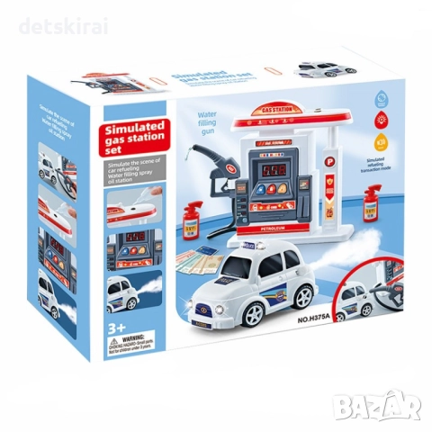 Бензиностанция и кола със звукови и светлинни ефекти