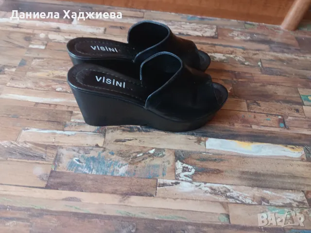 Дамски черни чехли естествена кожа 39 номер, снимка 3 - Чехли - 50372631