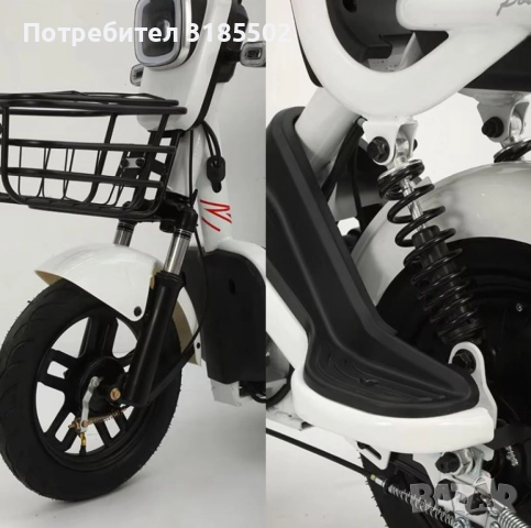 Електрически велосипед motor9 48V12AH – Максимална скорост 45 км/ч, 500W мотор, вакуумни гуми, бял/ч, снимка 2 - Друга електроника - 51513800