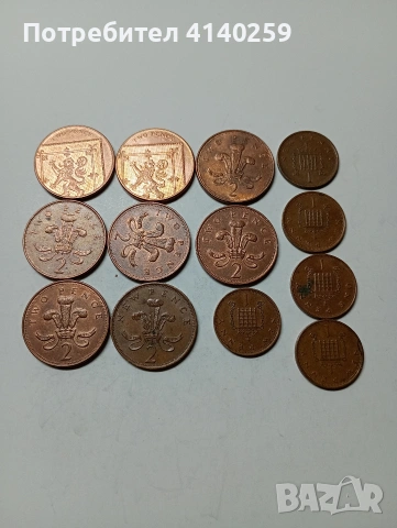 ВЕЛИКОБРИТАНИЯ МОНЕТИ 2 ПЕНСА 2015 Г 1 ПЕНИ 1974 Г 