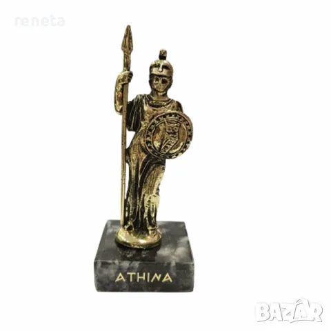 Статуетка Атина, Метална, Мраморна основа, Златиста, 10 см, снимка 1