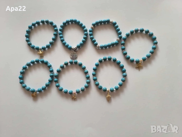 Гривни тюркоаз с морска висулка