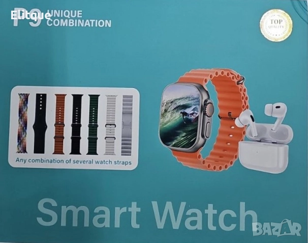 Смарт часовник P9 със слушалки и 7 различни каишки  , снимка 4 - Мъжки - 52905205