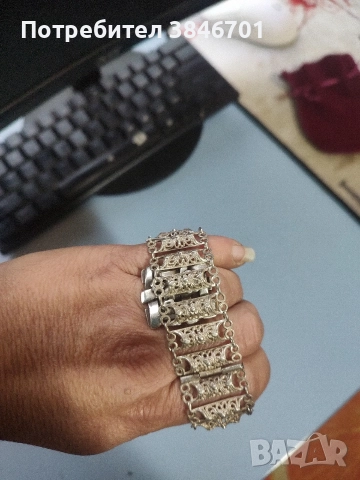 Стара сребърна гривна , снимка 2 - Антикварни и старинни предмети - 52878039