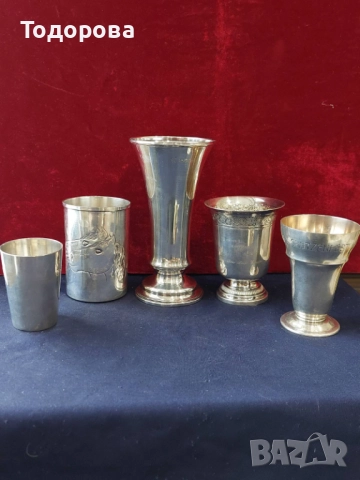 Лот Сребърни чаши,солидно Сребро проба 925-800/сребро,чаша,кана/