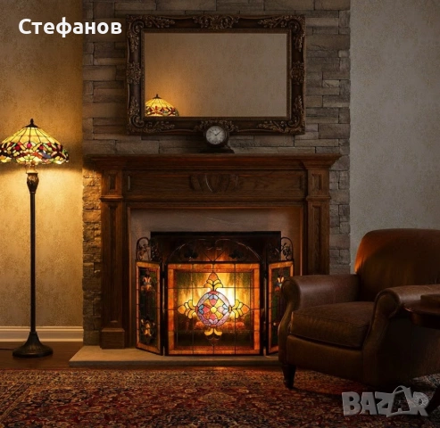 Параван за камина, витраж, техника "Тифани", снимка 2 - Други стоки за дома - 53181427