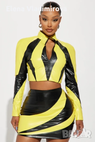 Секси Кожен Комплект - Бранд FASHION NOVA