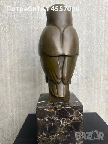 Уникална Бронзова Сова Art Deco – Оригинална Френска Скулптура, Cezaro, снимка 3 - Антикварни и старинни предмети - 53089080