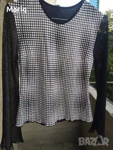 Машинно плетена черна жилетка с разчупени форми + подарък блузка, снимка 7 - Жилетки - 39556666