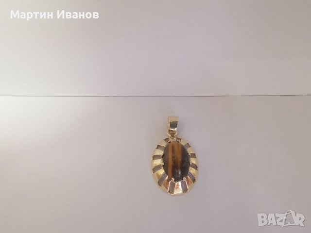 Златен пръстен и медальон с тигров ахат , снимка 10 - Пръстени - 37095140