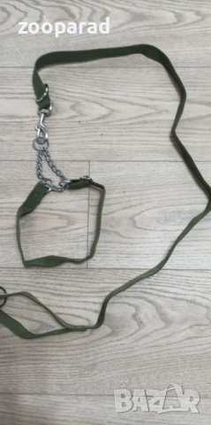 Повод лента 1.2м/скъсява се до 60см с халката до карабинката/, лента 2.5см ширина + нашийник 22-50см, снимка 2 - За кучета - 50503158