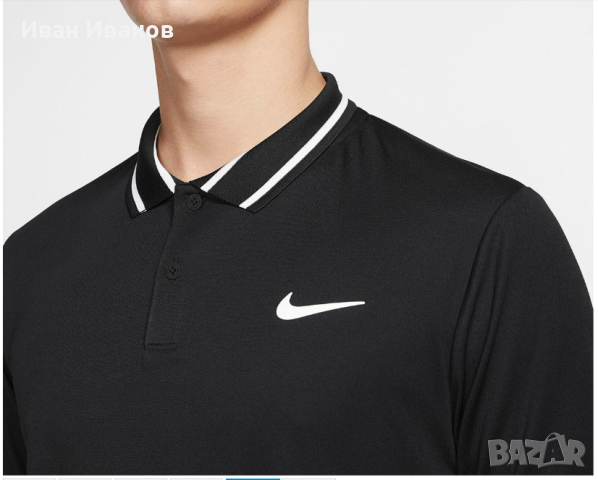 Nike Court Dry  черна полиестерна тениска с поло яка размер ХХЛ, снимка 5 - Тениски - 44784460