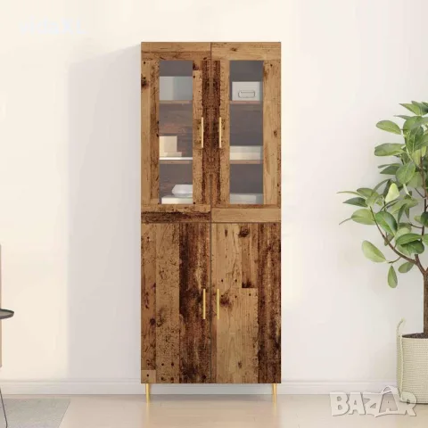 vidaXL Висок шкаф 2 бр. Старо дърво 69,5 x 34 x 180 см, снимка 4 - Бюфети - 56147040