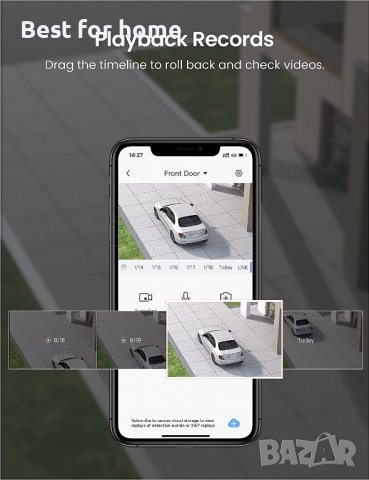 Камера за наблюдение GNCC 2.4G WiFi,T2,IP65 нощно виждане,откриване на движение и звук,съвм. Alexa , снимка 6 - Други стоки за дома - 40079442