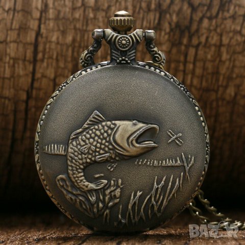 Красив Джобен часовник с риба риболовец рибар улов въдица, снимка 4 - Други ценни предмети - 30145170