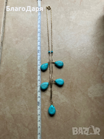 Колие с тюркоаз, снимка 3 - Колиета, медальони, синджири - 44571979