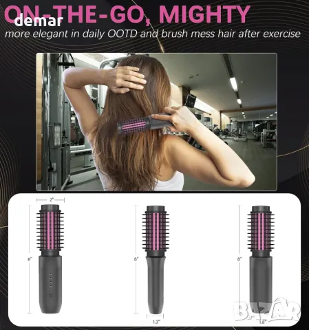 ALLJIA 2 в 1 безжична четка за къдрене и изправяне на коса, акумулаторна нагреваема преносима, сива, снимка 3 - Маши за коса - 47275126