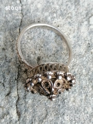 Филигранен сребърен пръстен , снимка 2 - Антикварни и старинни предмети - 42893608
