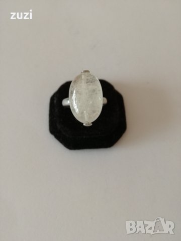 Ръчен сребърен пръстен  с планински кристал - 950 сребро , снимка 3 - Пръстени - 30471101