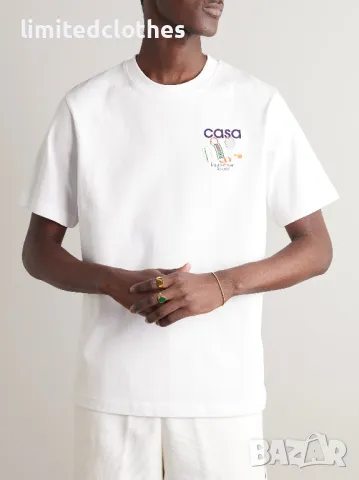 CASABLANCA White Tennis Equipement Sportif Logo Print Мъжка Тениска size XL (L), снимка 4 - Тениски - 47273738