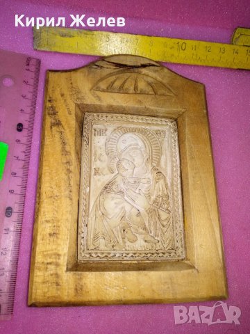 Авторска АРТ КЕРАМИКА Пресвета БОГОРОДИЦА с Малкия ИИСУС Източноправославна ИКОНА Рамка ДЪРВО 42871
