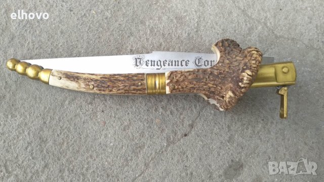 Масивен ловен нож C.JUL HERBERTZ с дръжка от еленов рог, снимка 3 - Други ценни предмети - 38872970