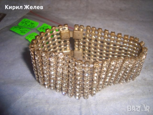 СТАРА СКЪПОЦЕННА БЛЕСТЯЩА ПОСРЕБРЕНА РЕТРО АР НУВО СТИЛ ГРИВНА с ФАСЕТИРАНИ ЦИРКОН КРИСТАЛИ 27963