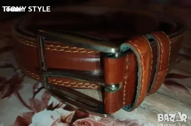 Мъжки Кафяв Колан Изцяло от Естествена Кожа 115см., снимка 2 - Колани - 51644388