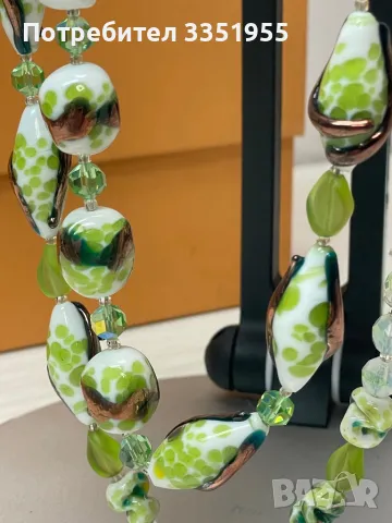 Старинна Луксозна огърлица от стъкло и сребро, снимка 6 - Колиета, медальони, синджири - 49216986