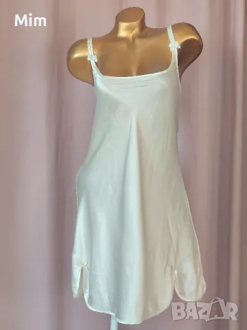  Резервирани Бял халат L/XL Бяла сатенена нощница, снимка 6 - Нощници - 56187922
