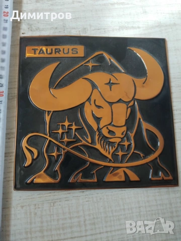 Пано картина от мед зодия телец, снимка 2 - Антикварни и старинни предмети - 54089785