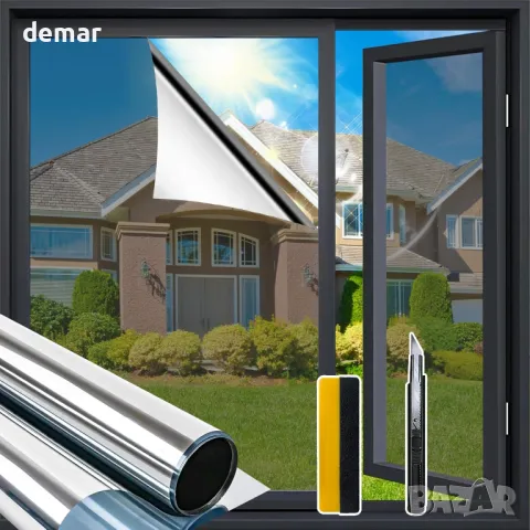 Zindoo Фолио за прозорци, прозрачно еднопосочно, светлоотразително, самозалепващо се, 40x200 см