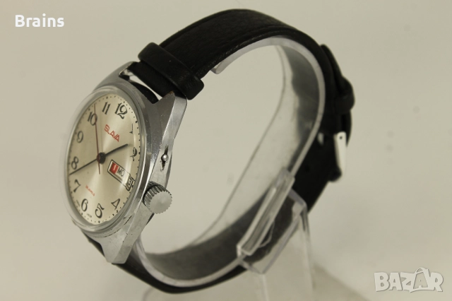 Руски Ръчен Часовник SLAVA Червен Надпис 2628 Със 26 Камъка, снимка 5 - Мъжки - 51772993