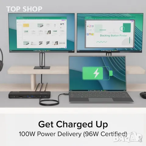 Plugable докинг станция Thunderbolt 4, един 8K или два 4K HDMI, 100 W, снимка 3 - Захранвания и кутии - 49457646