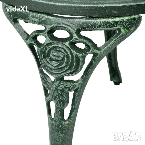 vidaXL Бистро комплект, 3 части, лят алуминий, зелен, снимка 8 - Градински мебели, декорация  - 56147540