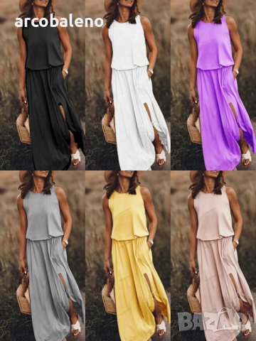 Дамска рокля без ръкави с обло деколте, 10цвята